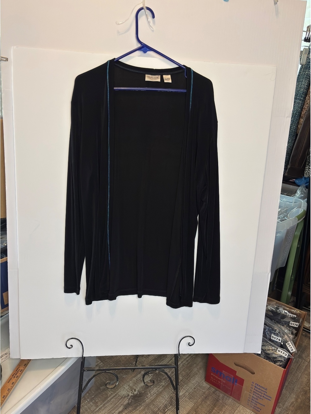 Chico's Travelers Black Open Front Cardigan Womens Size 0 S M
